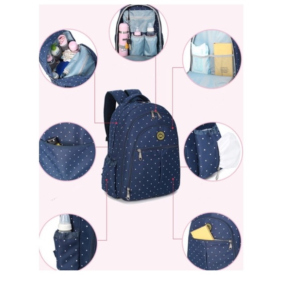 New Large Navy Backpack / Baby Diaper Bag with Accessories Large Capacit… - Picture 6 of 10